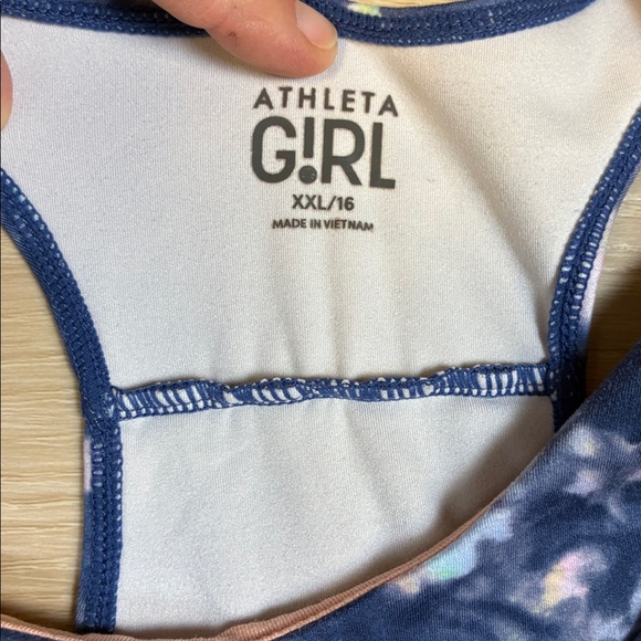 Athleta Girl XXL/16 Dark Blue Double Layer Racerback Tank Top Sporty Athleisure - Picture 2 of 5